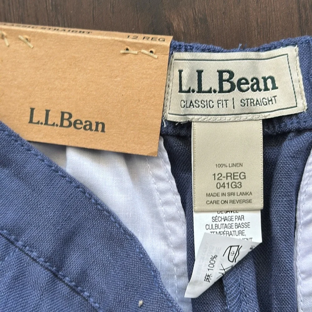 LL BEAN WOMENS SHORTS CLASSIC FIT STRAIGHT LINEN BLUE NEW SIZE 12 - Picture 2 of 6